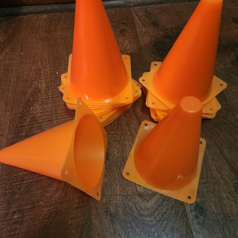 Lot of 22  7" Orange Saftey Cones Plastic